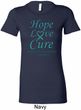 Ladies Ovarian Cancer Hope Love Cure Longer Length Shirt