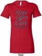 Ladies Ovarian Cancer Hope Love Cure Longer Length Shirt
