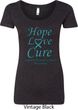Ladies Ovarian Cancer Hope Love Cure Scoop Neck