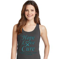 Ladies Ovarian Cancer Hope Love Cure Tank Top