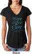 Ladies Ovarian Cancer Hope Love Cure Tri Blend V-neck