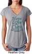 Ladies Ovarian Cancer Hope Love Cure Tri Blend V-neck