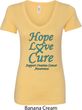 Ladies Ovarian Cancer Hope Love Cure V-Neck