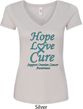 Ladies Ovarian Cancer Hope Love Cure V-Neck