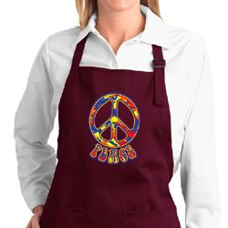 Ladies Peace Apron Funky Peace Full Length Apron with Pockets