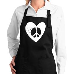 Ladies Peace Apron Hippie Heart Peace Full Length Apron with Pockets Ladies Peace Apron Hippie Heart Peace Full Length Apron with Pockets