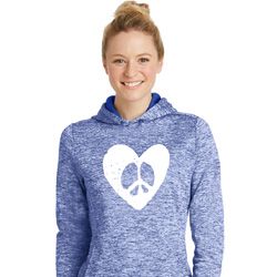 Ladies Peace Hoodie Hippie Heart Peace Dry Wicking Hoody Ladies Peace Hoodie Hippie Heart Peace Dry Wicking Hoody