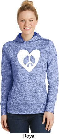 Ladies Peace Hoodie Hippie Heart Peace Dry Wicking Hoody
