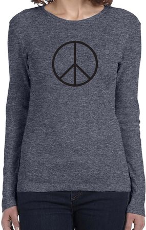Ladies Peace Shirt Basic Peace Black Long Sleeve Tee T-Shirt