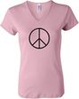 Ladies Peace Shirt Basic Peace Black V-neck Tee T-Shirt