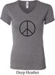 Ladies Peace Shirt Basic Peace Black V-neck Tee T-Shirt