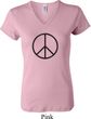 Ladies Peace Shirt Basic Peace Black V-neck Tee T-Shirt