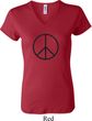 Ladies Peace Shirt Basic Peace Black V-neck Tee T-Shirt