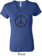 Ladies Peace Shirt Basic Peace Black V-neck Tee T-Shirt