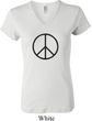 Ladies Peace Shirt Basic Peace Black V-neck Tee T-Shirt