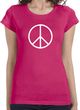 Ladies Peace Shirt Basic Peace White Longer Length Tee T-Shirt