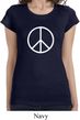 Ladies Peace Shirt Basic Peace White Longer Length Tee T-Shirt