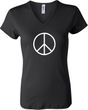 Ladies Peace Shirt Basic Peace White V-neck Tee T-Shirt