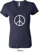 Ladies Peace Shirt Basic Peace White V-neck Tee T-Shirt