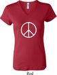 Ladies Peace Shirt Basic Peace White V-neck Tee T-Shirt