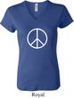 Ladies Peace Shirt Basic Peace White V-neck Tee T-Shirt