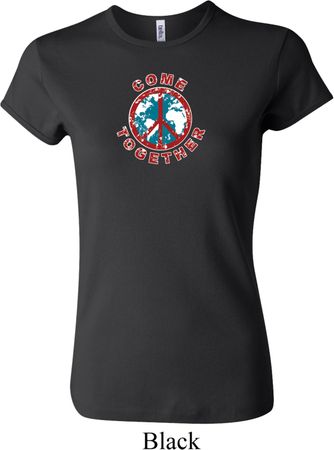 Ladies Peace Shirt Come Together Crewneck Tee T-Shirt
