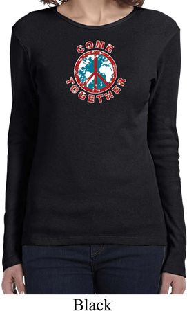 Ladies Peace Shirt Come Together Long Sleeve Tee T-Shirt