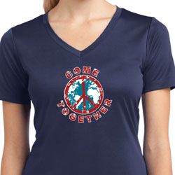 Ladies Peace Shirt Come Together Moisture Wicking V-neck Tee