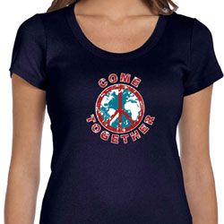 Ladies Peace Shirt Come Together Scoop Neck Tee T-Shirt