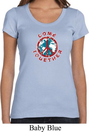 Ladies Peace Shirt Come Together Scoop Neck Tee T-Shirt