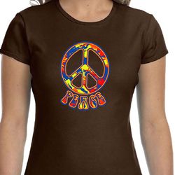 Ladies Peace Shirt Funky Peace Crewneck Tee T-Shirt