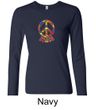 Ladies Peace Shirt Funky Peace Long Sleeve Tee T-Shirt