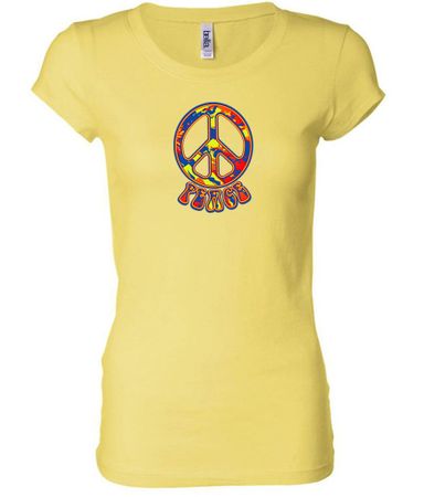 Ladies Peace Shirt Funky Peace Longer Length Tee T-Shirt