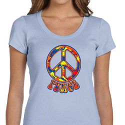 Ladies Peace Shirt Funky Peace Scoop Neck Tee T-Shirt