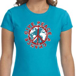 Ladies Peace Shirt Give Peace a Chance Crewneck Tee T-Shirt