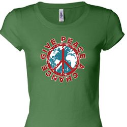 Ladies Peace Shirt Give Peace a Chance Longer Length Tee T-Shirt