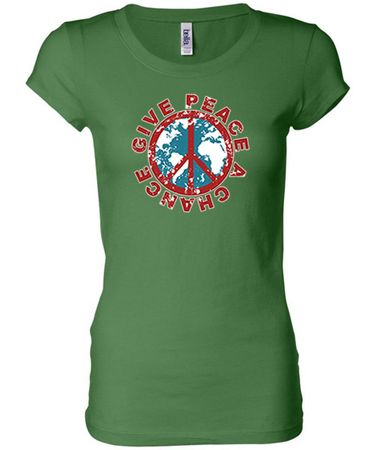Ladies Peace Shirt Give Peace a Chance Longer Length Tee T-Shirt