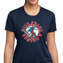 Ladies Peace Shirt Give Peace a Chance Moisture Wicking Tee T-Shirt