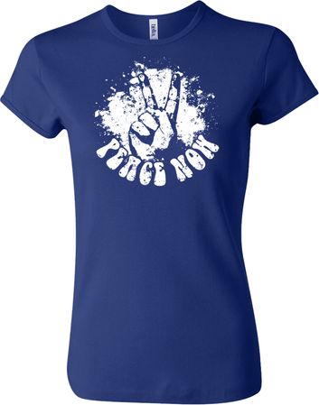 Ladies Peace Shirt Peace Now Crewneck Tee T-Shirt