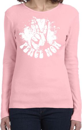 Ladies Peace Shirt Peace Now Long Sleeve Tee T-Shirt