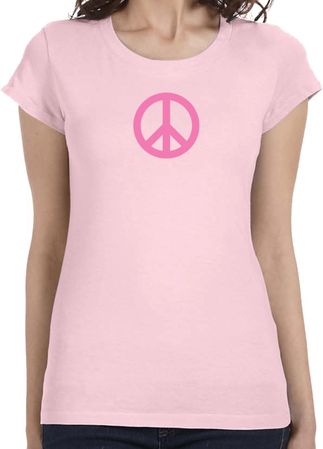 Ladies Peace Shirt Pink Peace Longer Length Tee T-Shirt