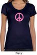 Ladies Peace Shirt Pink Peace Scoop Neck Tee T-Shirt