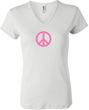 Ladies Peace Shirt Pink Peace V-neck Tee T-Shirt