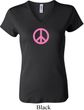 Ladies Peace Shirt Pink Peace V-neck Tee T-Shirt