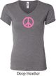 Ladies Peace Shirt Pink Peace V-neck Tee T-Shirt