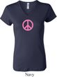 Ladies Peace Shirt Pink Peace V-neck Tee T-Shirt