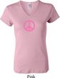 Ladies Peace Shirt Pink Peace V-neck Tee T-Shirt