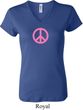 Ladies Peace Shirt Pink Peace V-neck Tee T-Shirt