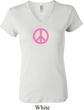 Ladies Peace Shirt Pink Peace V-neck Tee T-Shirt