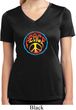 Ladies Peace Shirt Psychedelic Peace Moisture Wicking V-neck Tee